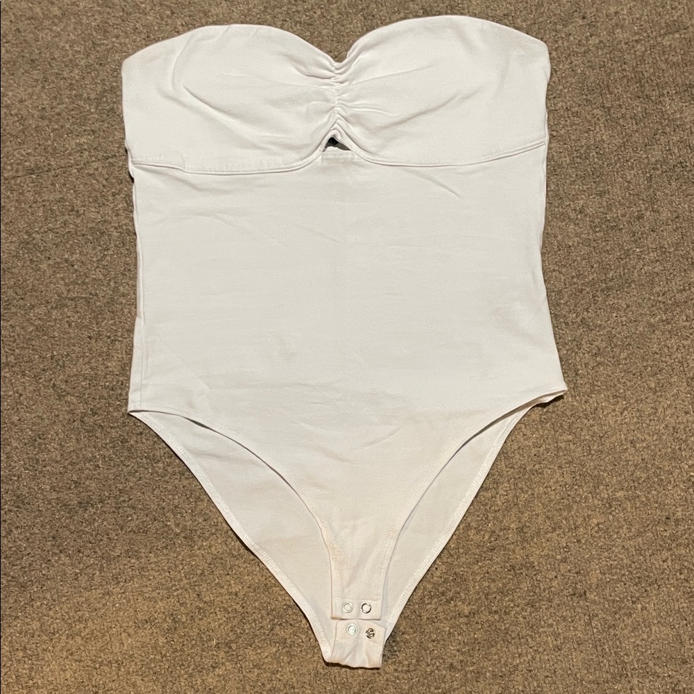 White Strapless One Piece